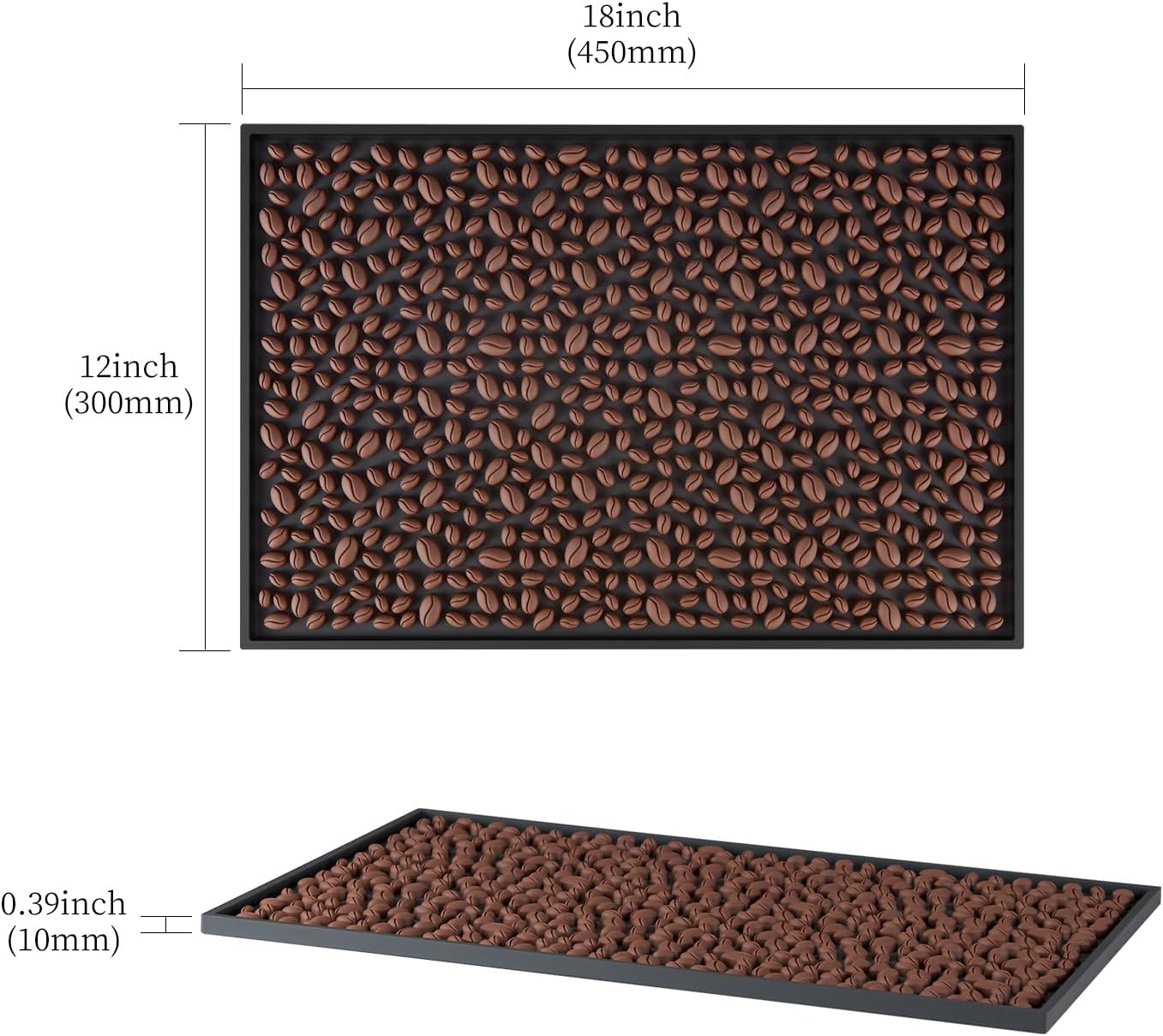 Rubber Rubber Bar Mat Set of 2 18"x12", Black – Durable, Non-Slip, Non-Toxic Spill & Drying Mats for Bars,Restaurants,Coffee Shops, Countertops & Tabletops Hairdressing Tool Protective pad.