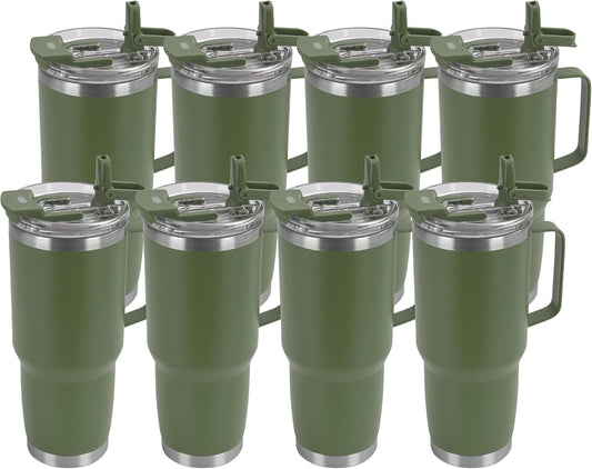 HASLE OUTFITTERS 30oz Tumbler Bulk with Handle, Insulated Travel Coffee Mug Set with Handle Leak-Proof Double Wall Stainless Steel Vacuum Tumblers Pack Metal Cup for Hot and Cold Drink