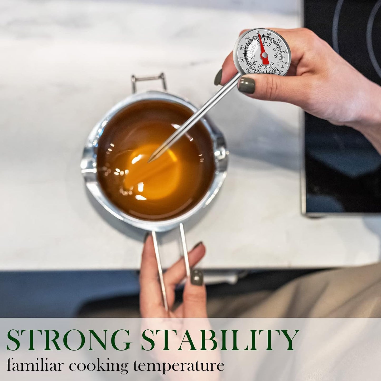 Xuhal 4 Pieces Stainless Steel Kitchen Pocket Thermometer Immediate Read 1 Inch Dial Food Thermometer with 4 Pcs Sleeves for Milk Frothing Oven Meat Cooking Probe Water Grill Coffee BBQ