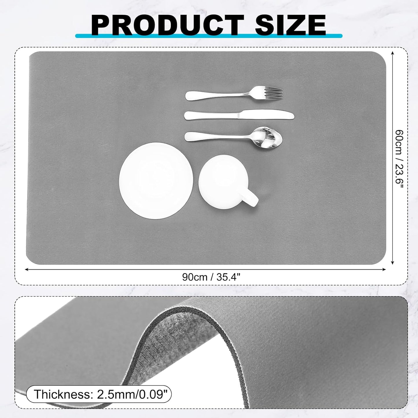 uxcell Silicone Mats for Kitchen Counter, 35.4" x 23.6" Non-Slip Countertop Protector Mat Heat Resistant Coffee Mat Waterproof Table Placemat, Gray