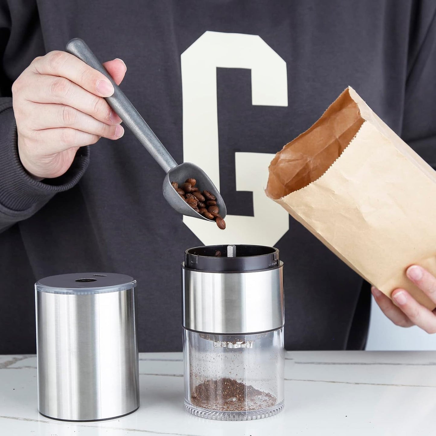 Easyworkz Stainless Steel Long Hollow Handle Coffee Scoop,7g Measuring Spoon for Ground Coffee and Loose Leaf Tea, Vintage