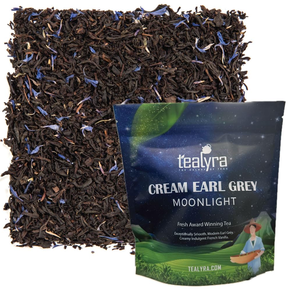 Tealyra - Cream Earl Grey Moonlight | Luxurious Black Loose Leaf Tea | Citrusy Bergamot & French Vanilla Flavor | All Natural Ingredients, 100g (3.5-ounce)