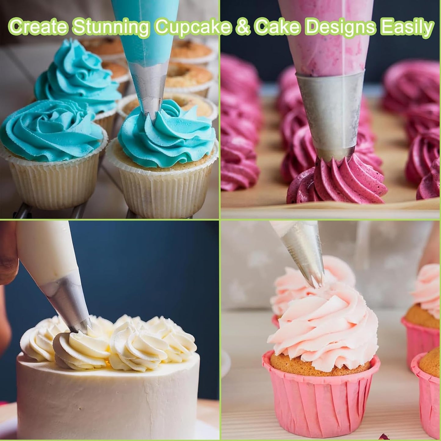 56-Piece Russian Piping Tips Set, Cake Decorating Kit with 17 Frosting Nozzles, Reusable Piping Bags, and Baking Supplies for Cupcakes, Cookies, Cakes - Idael for Bakers & Beginners