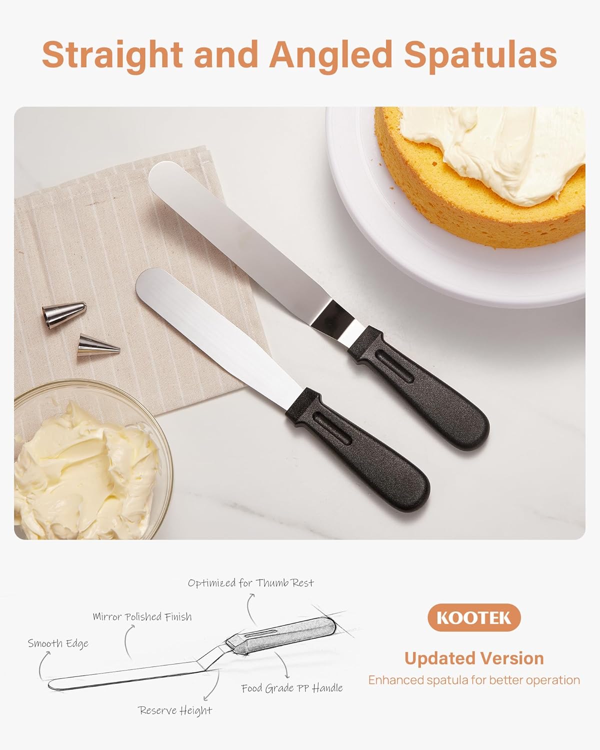 Kootek 140PCs Cake Decorating Kits, Baking Supplies Tools with Cake Stand Turntable, Piping Bags and Tips, Cake Leveler, Frosting Icing Spatulas & More Accessories for Cake Cupcake Decorations