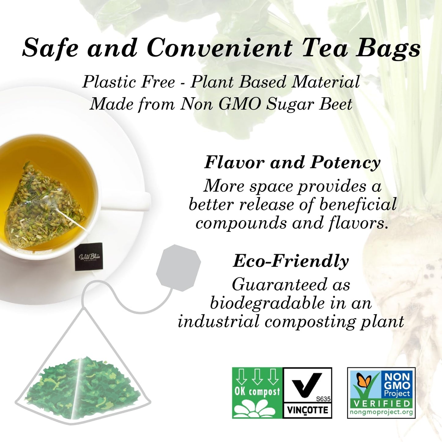 Organic Wild Yarrow Flower Herbal Tea - Caffeine Free - Pharmacopoeia Potency - 75 Plant Based Tea Bags