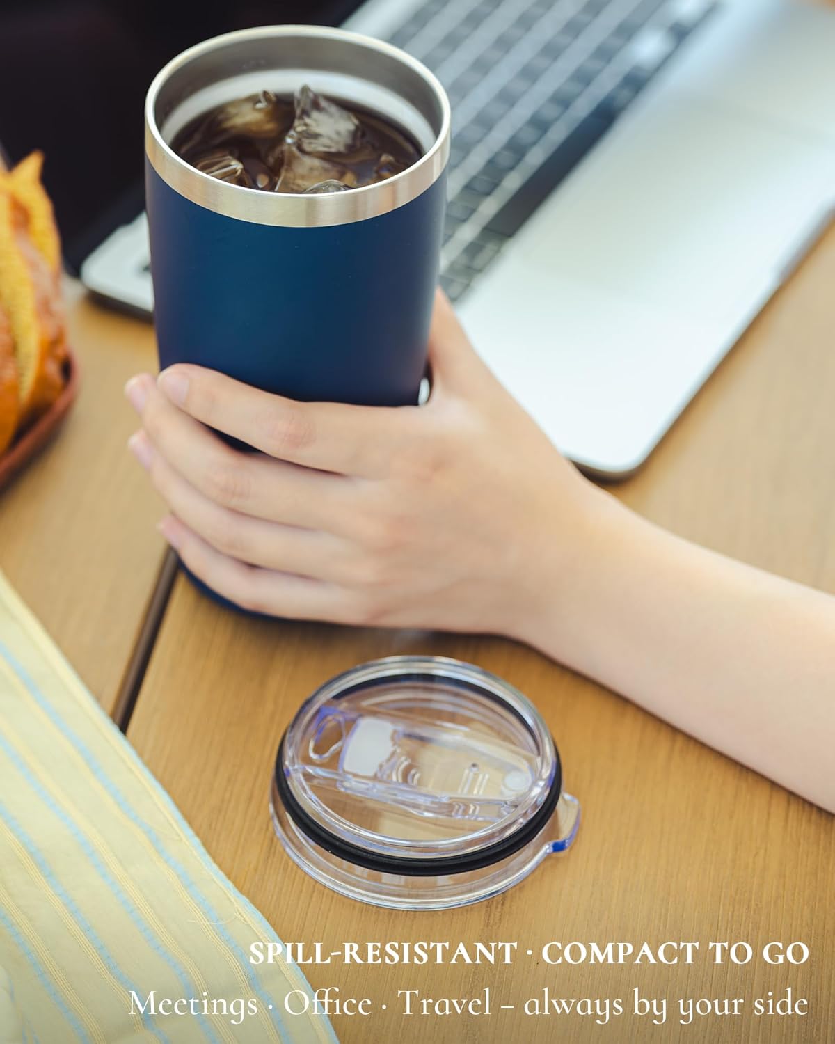 Travel Coffee Tumbler 20oz, Leakproof Travel Coffee Mug with Lid and Straw, Stainless Steel Double Wall Vacuum Insulated Tumbler for Hot/Iced Drinks (Textured Matte, Navy Blue)
