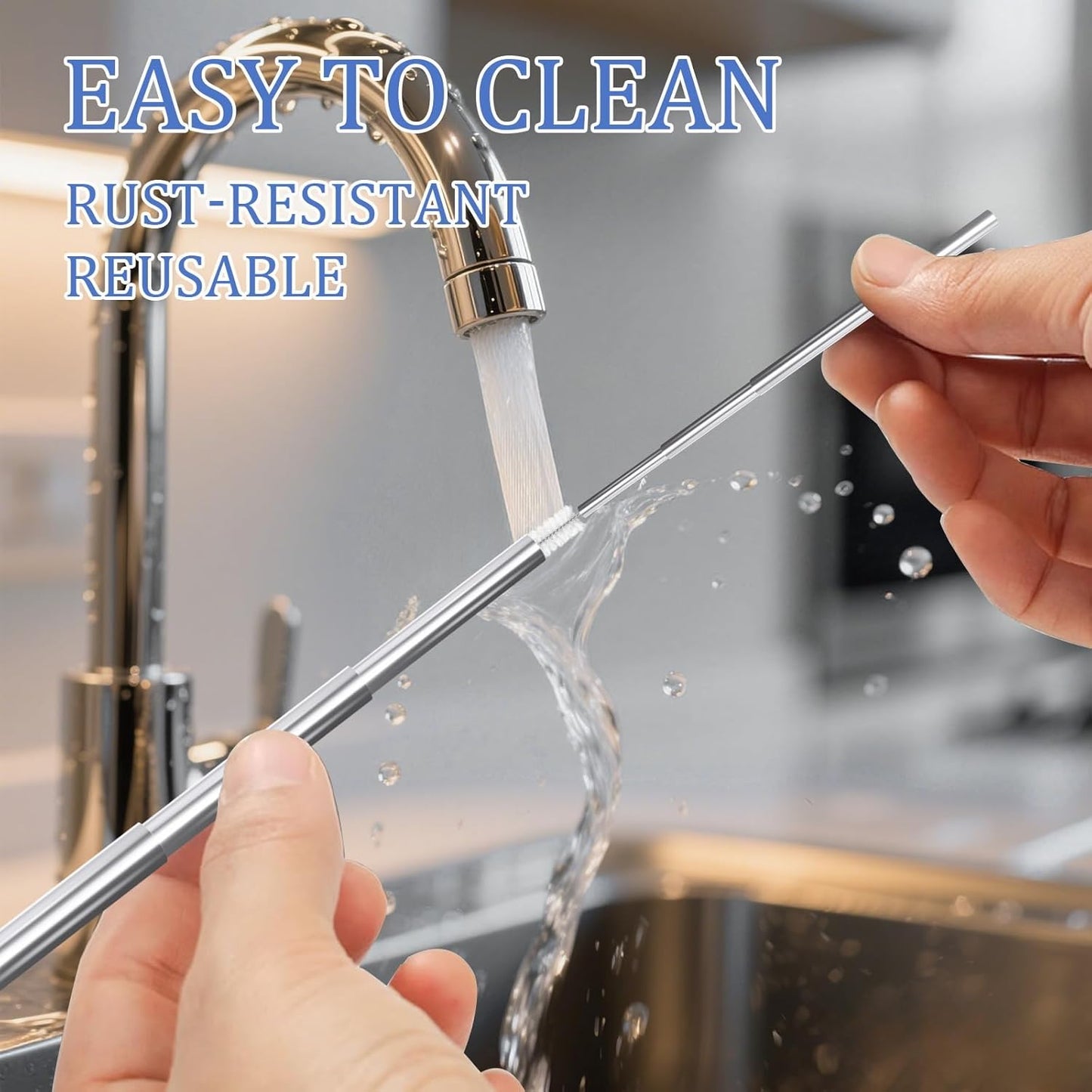 4 Pack Reusable Metal Straws Collapsible Stainless Steel Drinking Straw Travel Portable Telescopic Straw with Case for Cruise Ship Essentials Black-Rose Gold-Silver-Turquoise