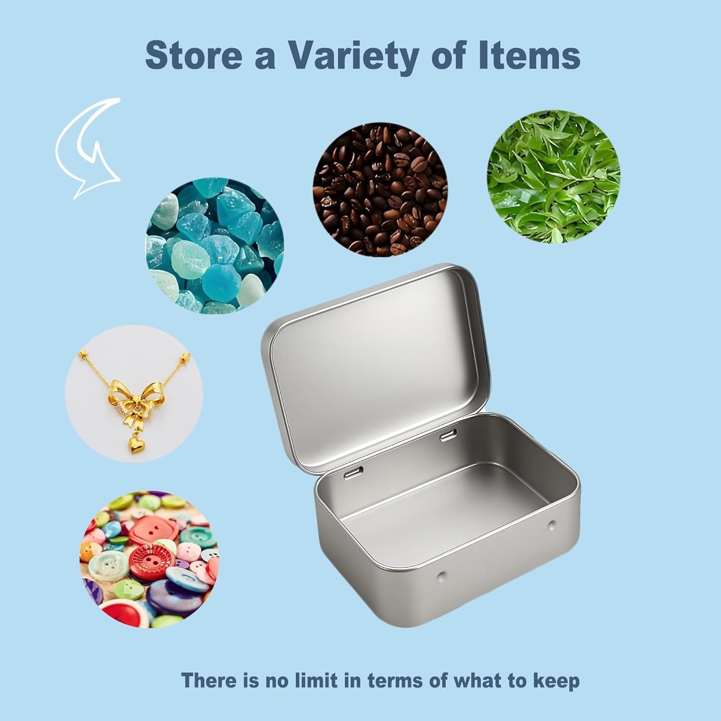 Small Metal Box With Lid-Cookie Tins Metal Tins With Lids Lens Wipes Storage Container Mini Portable Box,Empty Hinged Tin,For Organize Mint Candy Jar,Sewing Tools,DIY Gift Boxes(6 Pcs Silvery)