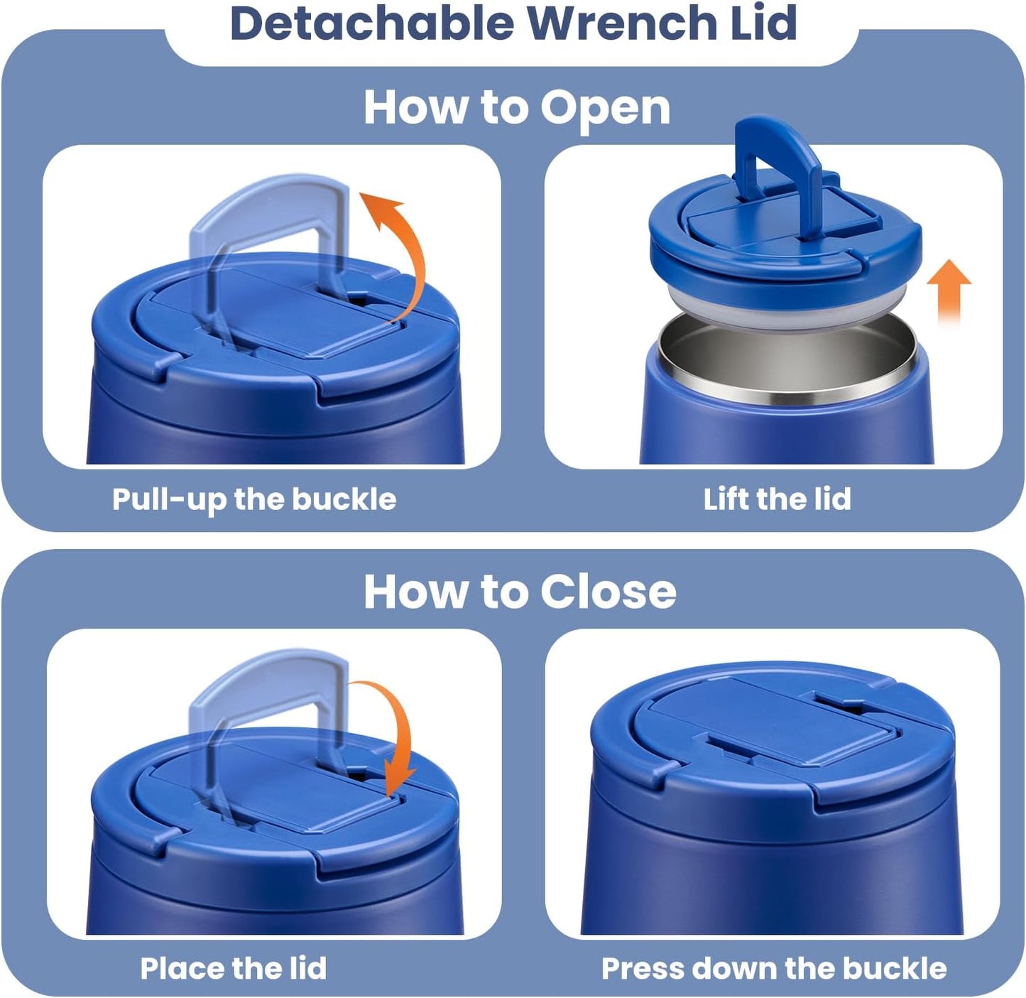 Soup Thermo for Hot Food Kids 14oz Lunch Containers with Buckle Lid Wide Mouth Hot Food Jar Vacuum Insulated Stainless Steel Bento Box Leakproof with Spoon (Light Blue)