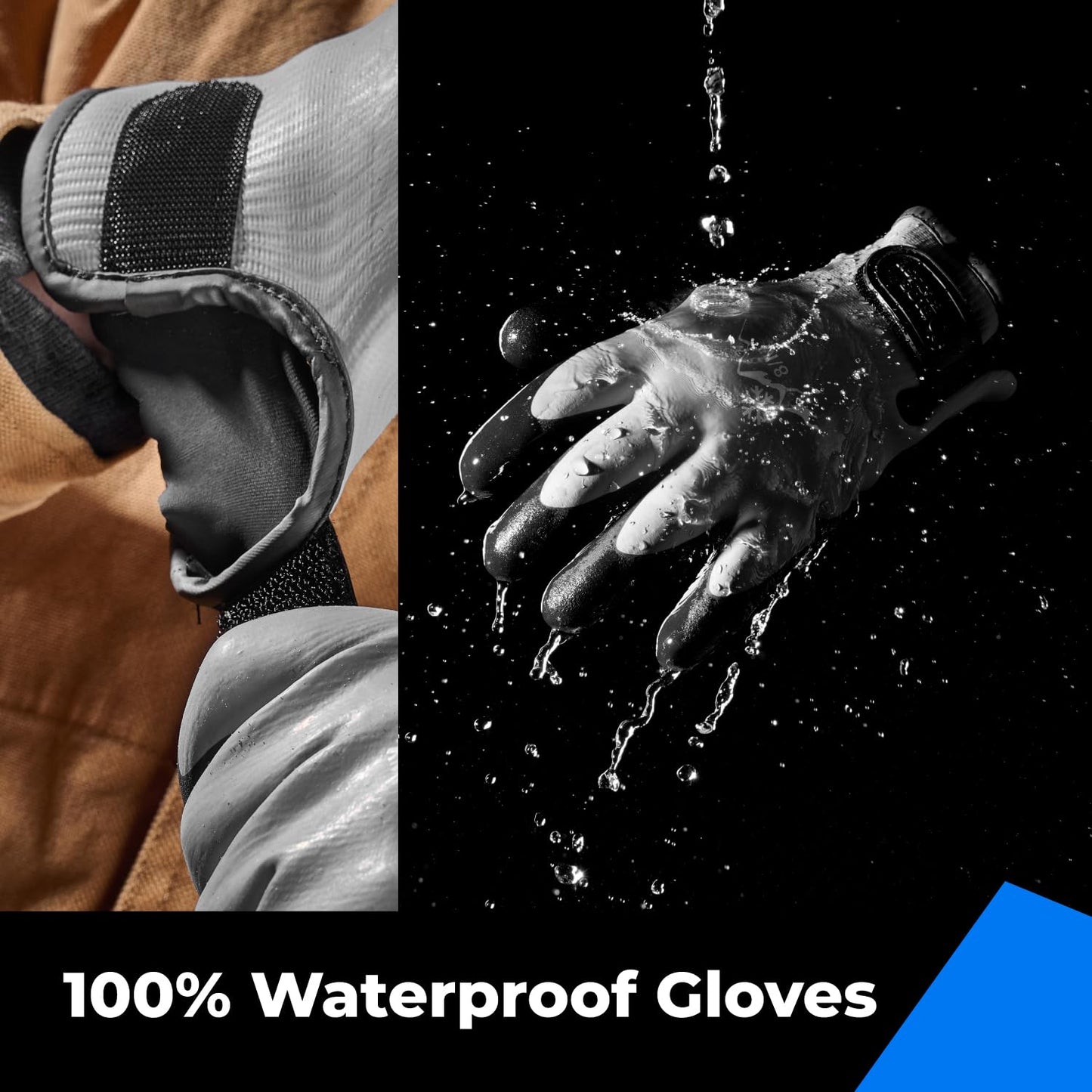 toolant 100% Waterproof Gloves Bulk Pack, 3 Pairs, Winter Work Gloves for Cold Temperature, Touchsreen, Warm Gloves for Freezer, Fishing and Gardening, With Grip, Grey, XX-Large
