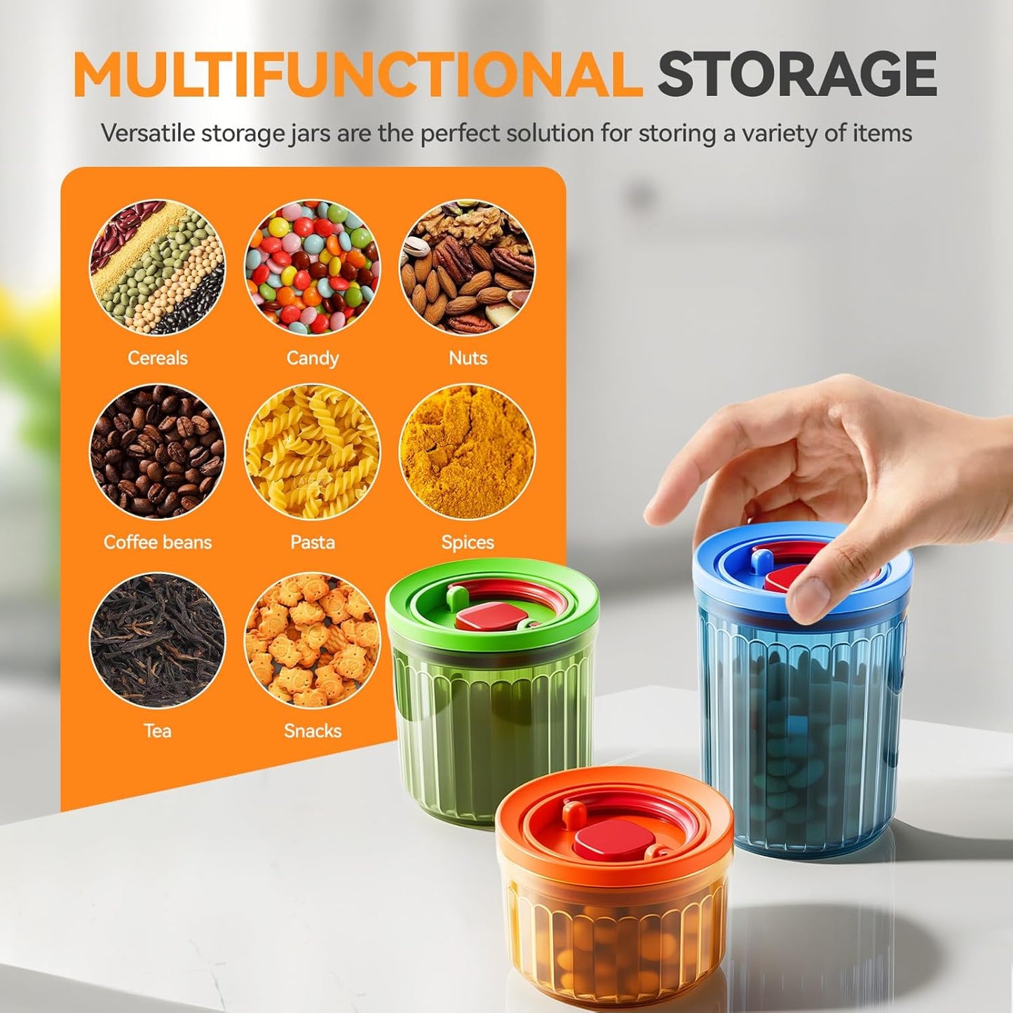 THKAILAR 6-Pack Airtight Food Storage Containers, Coffee-Tinted UV Blocking (10oz/17oz/24oz) for Kitchen Pantry Organization, Leakproof BPA-Free Snap-Lock Lids for Dry Food,Flour,Nuts,Grains,Coffee