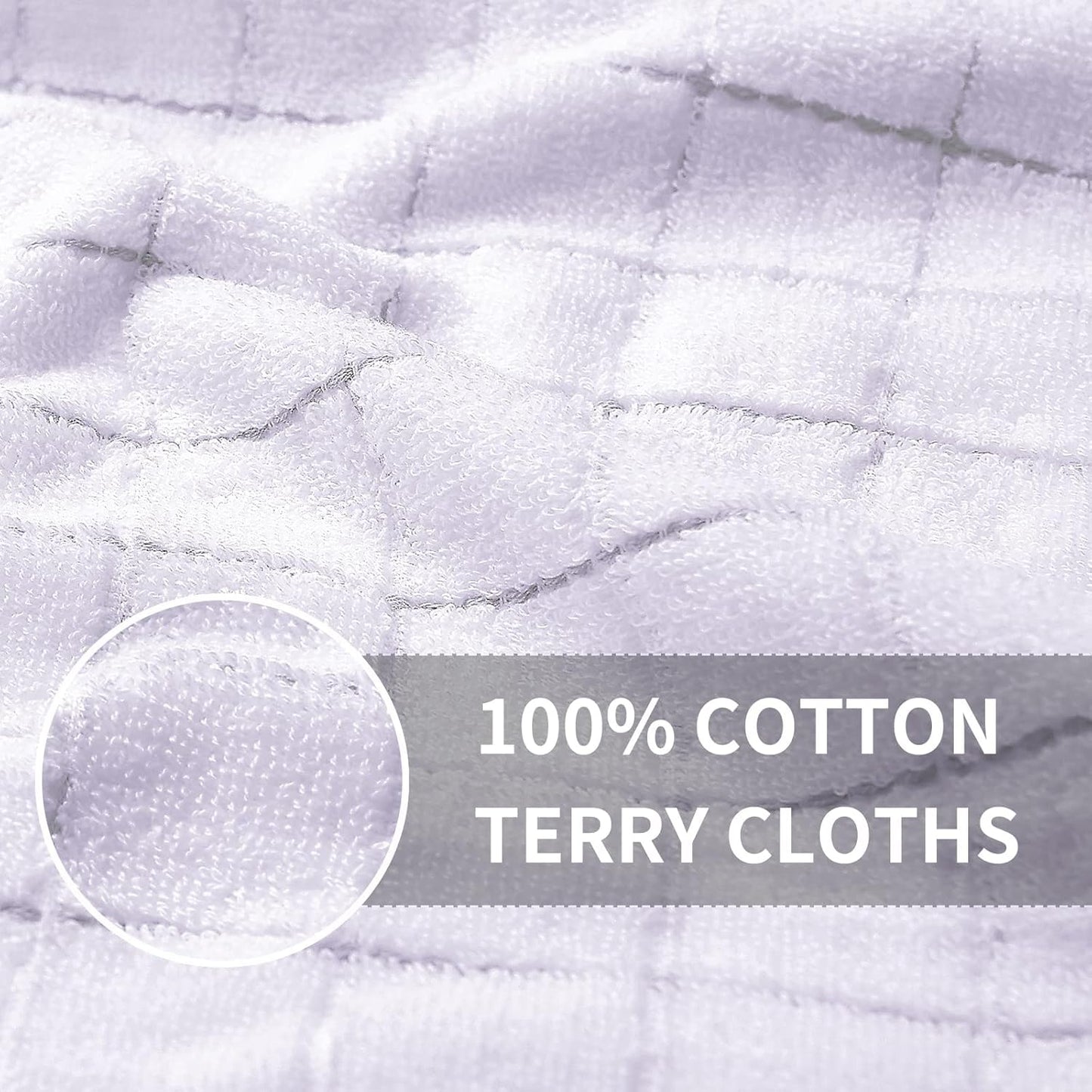 Homaxy 100% Cotton Terry Kitchen Towels(White, 13 x 28 inches), Checkered Designed, Soft and Super Absorbent Dish Towels, 12 Pack