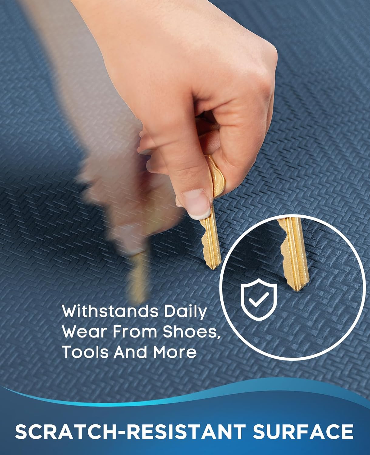 Ophanie Kitchen Mats for Floor, 3/4 Inch Thick Kitchen Rugs, 20''x39'' Anti Fatigue Standing Cushioned Mat, Waterproof,Comfort Ergonomic Mat for Office, Home, Sink, Blue Non-Slip Bottom