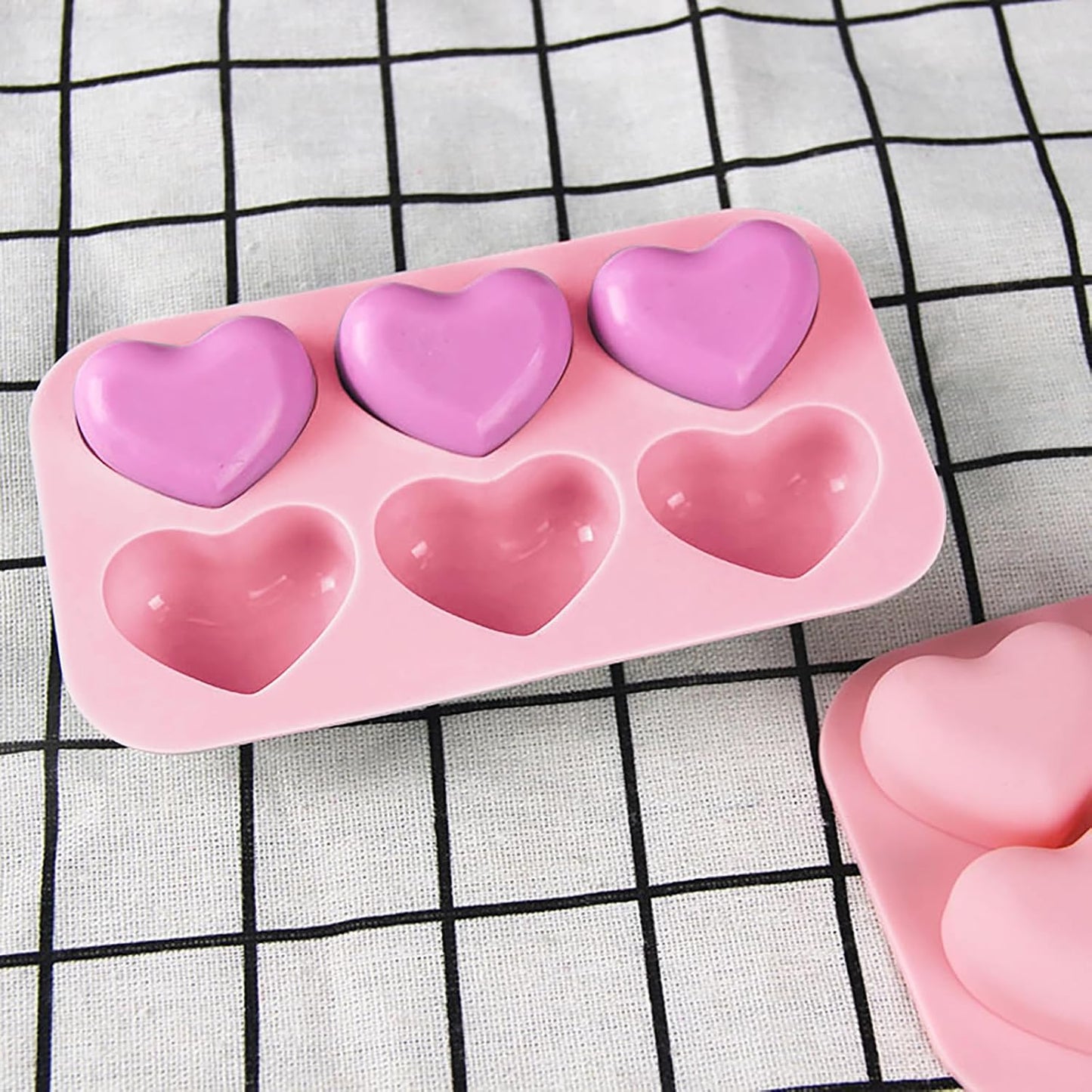 Heart Silicone Molds 3pcs Valentine's Heart Chocolate Molds for Candy Ice Cube Resin Soap Jelly(Medium 1.8inch)
