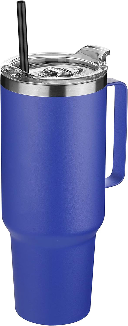 HASLE OUTFITTERS 40 oz Stainless Steel Tumbler with Handle, Vacuum Insulated Tumblers Bulk, Reusable Double Wall Travel Coffee Mug, Durable Powder Coated Water Bottle(Dark Blue, 1)