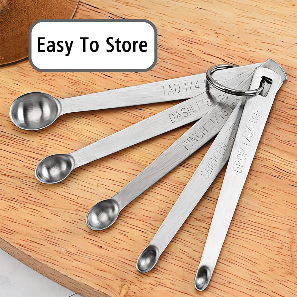 3PCS 1/8 Teaspoon(1/8tsp, 0.625 ml, Dash) Single Tiny Measuring Spoon, Small Individual Stainless Steel Measure Spoons Only