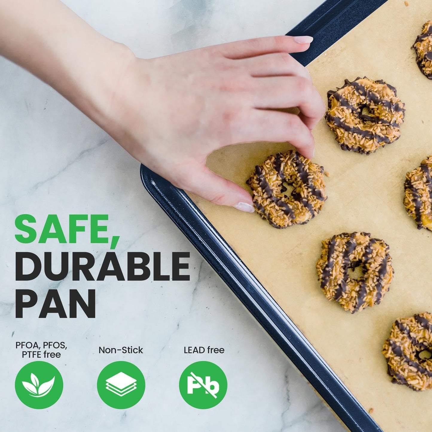 NutriChef Extra Large Nonstick Cookie Sheet Baking Pan, XL Size 22 Inch x 16 Inch, Premium Carbon Steel Oven Baking Sheet for Cookies, Jelly Rolls, & Pastries - Blue Diamond, NCLG1BD