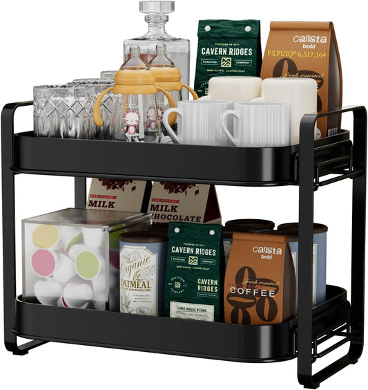 2-Tier Cup Drying Rack & Coffee Bar Accessories with Drying Tray, Coffe Mug Holder Rack for Countertop - Baby Bottle Organizer, Sippy Cup Storage, Tea holder & Glass Cup Organizer