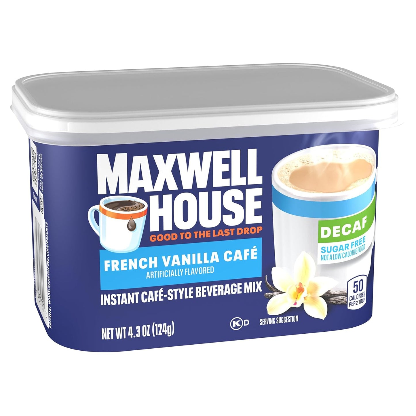 Maxwell House Sugar-Free French Vanilla Cafe Decaf Instant Cafe-Style Beverage Mix, 4.3 oz. Canister