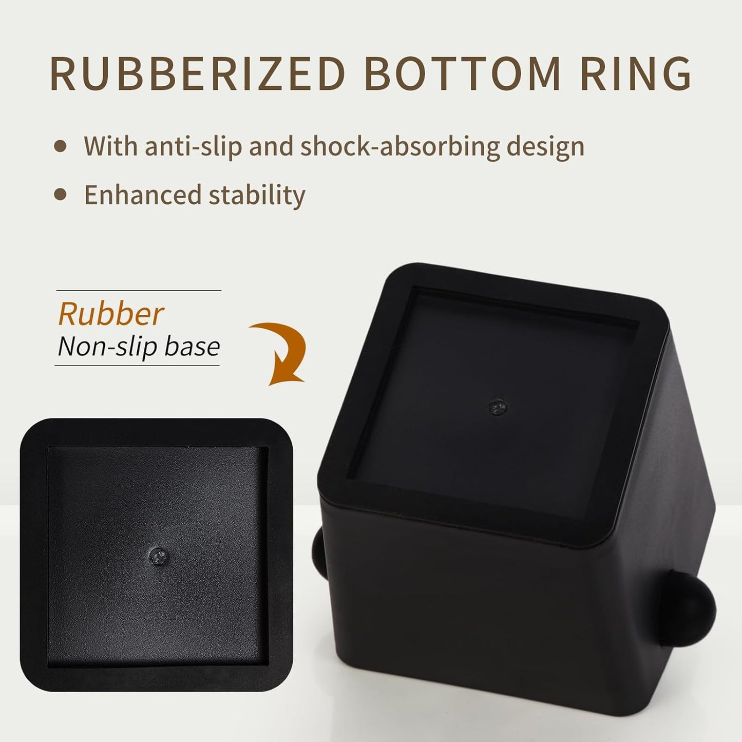 Knock Box Square High Sidewall Design Espresso Knock Box Shock-absorbent Knock Box Espresso with Removable Knock Bar and Non-Slip Base Espresso Accessories for Home/Office