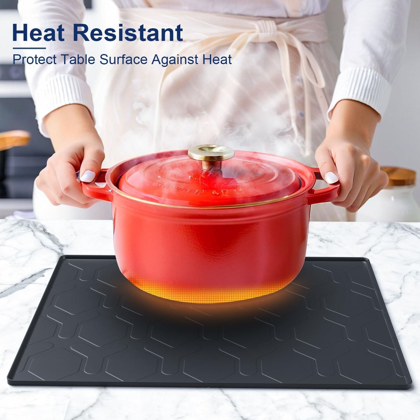 17.7"x14" Silicone Coffee Bar Mat, Non-Slip Hot Pad, Countertop Protector for Air Fryers, Microwaves, Coffee Makers, Compatible with Ninja, Cosori, Chefman, Toshiba