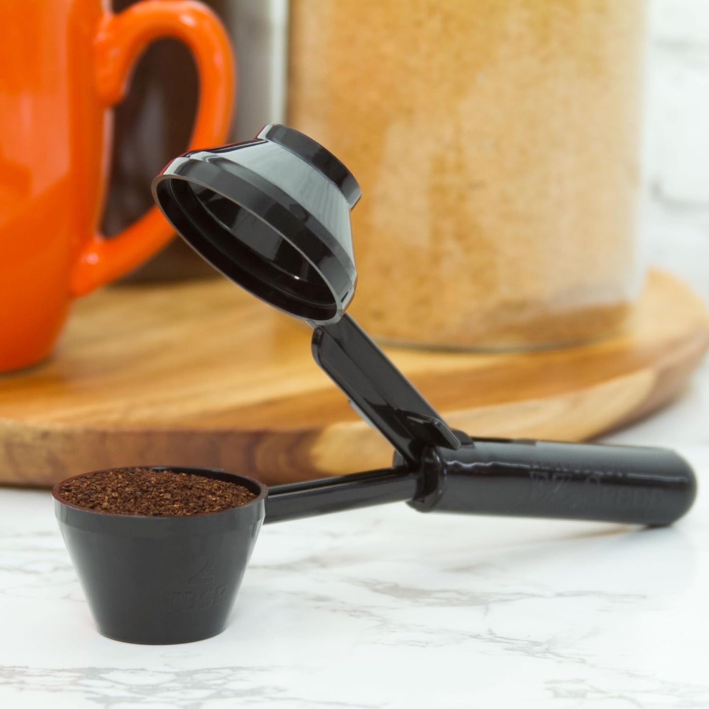 Perfect Pod EZ-Scoop Coffee Scooper & Funnel for Reusable K Cup Refillable Coffee Pods, 2 Tablespoon Capacity Black