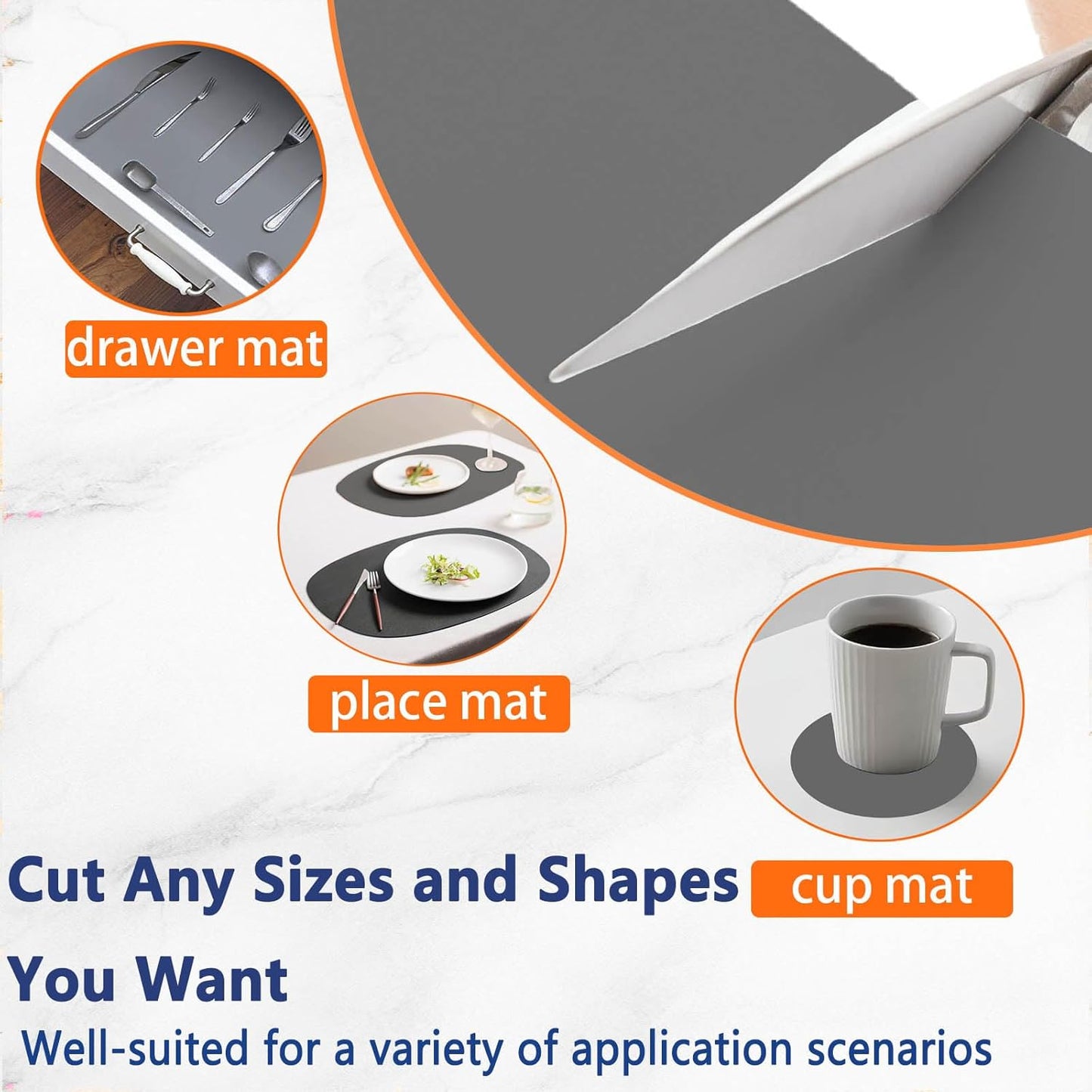 23.62"x15.74"(60cmx40cm) Countertop Protector Mat, Silicone Mats for Kitchen Counter, Cuttable Heat Resistant Mats for Counter, Waterproof Silicone Kitchen Island Protector Mat(2Pack, Black)