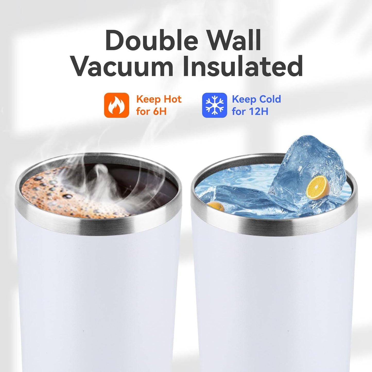 HASLE OUTFITTERS 12 oz Skinny Tumbler, Stainless Steel Insulated Slim Tumbler with Lid, Reusable Double Wall Travel Coffee Mug, Durable Powder Coated Travel Water Cup(White,1)