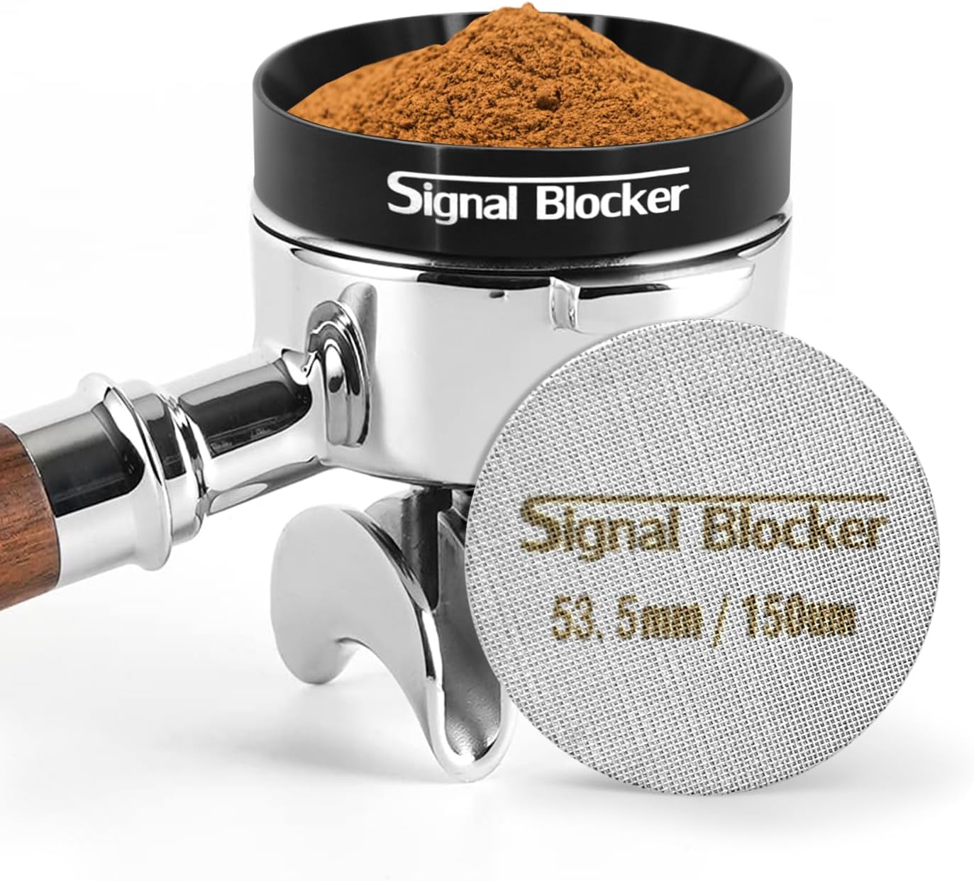 54mm Espresso Dosing Funnel & 53.5mm Puck Screen for Breville: Magnetic Coffee Dosing Ring Aluminium Metal - Reusable 1.7mm Thickness 150μm Puck Screen 316 Stainless Steel | Fits All 54mm Portafilters