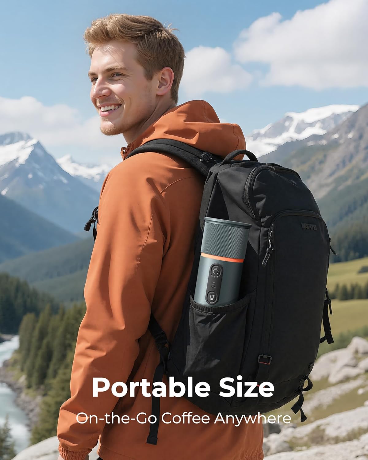 Portable Espresso Maker 20 Bar Self‑Heating & Auto-off | 13500 mAh Battery Brews 8 Shots | 12 V Mini Coffee Machine Compatible with Nespresso Original Pods | Car/Travel/Camping