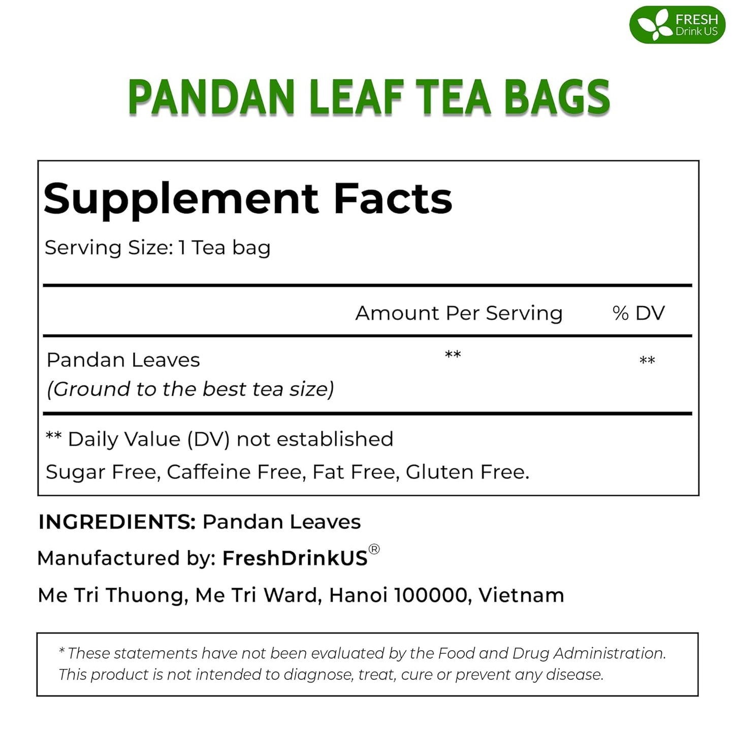 FreshDrinkUS, Premium 135 Spearmint Tea Bags, 100% Natural & Pure Spearmint Leaves. Loose Leaf Spearmint Herbal Tea. Spearmint Leaf Tea. No Sugar, No Caffeine, No Gluten, Vegan.