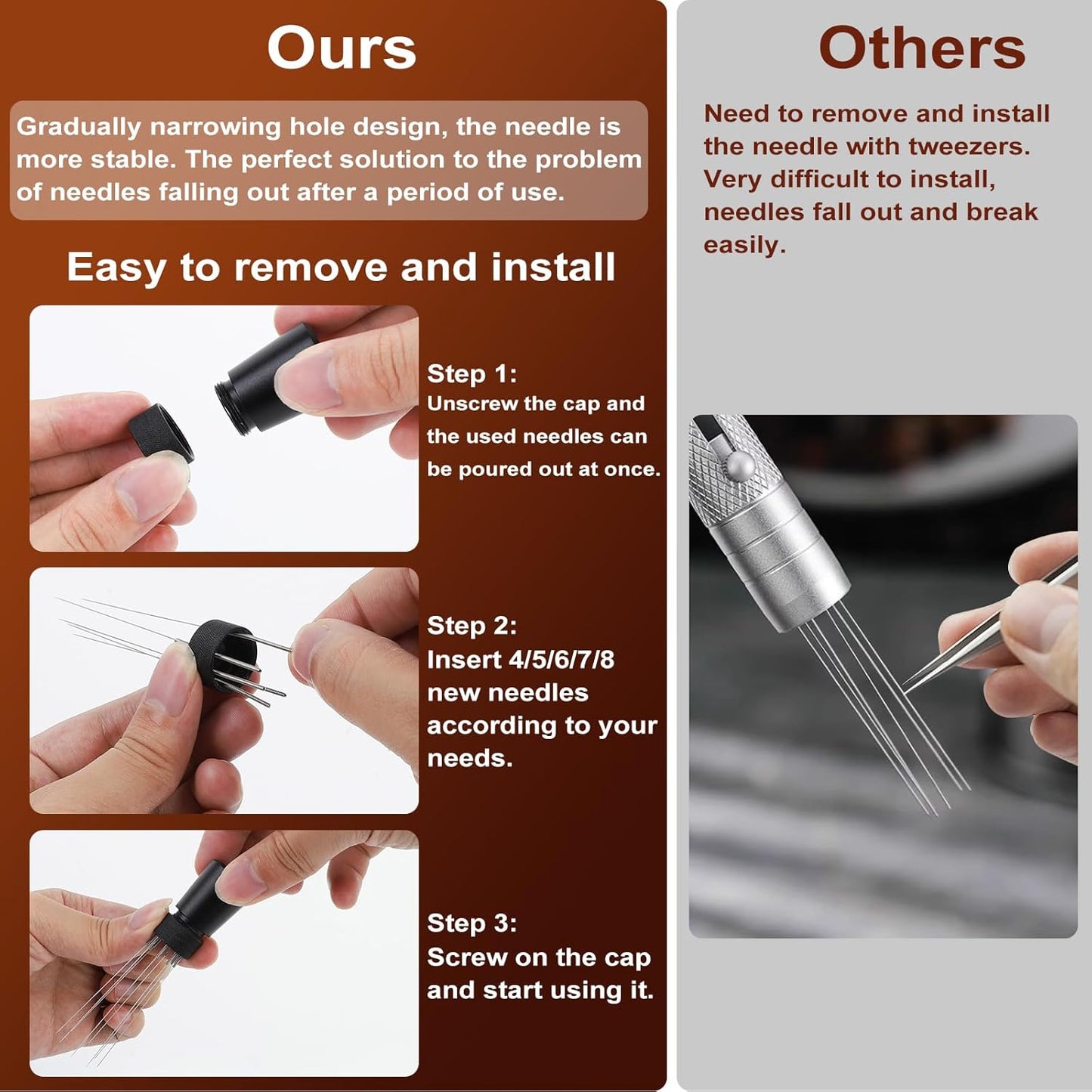 WDT Tools Espresso Puck Screen, 51mm Espresso Accessories Kit - 150μm Puck Screen Set, 0.25mm 316 Stainless Steel 8 Needles Coffee Distribution Stirrer, Portafilter Dosing Ring for Barista Black