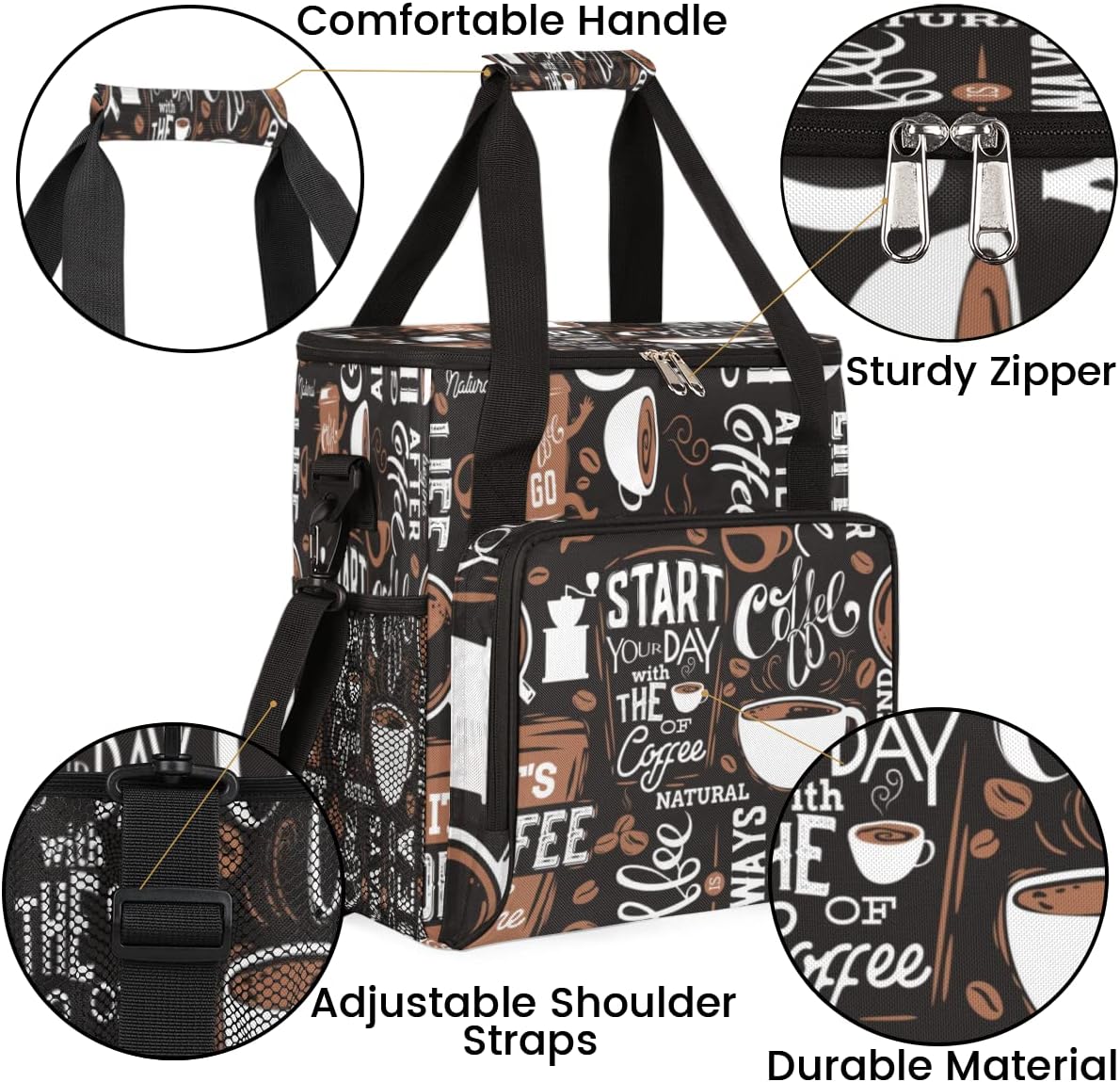 cfpolar Coffee Maker Storage Bag, Waterproof Travel Carrying Storage Tote Bag Organizer Case, Compatible with K-Mini or K-Mini Plus, And Suitable for Other Accessories， With Pockets for K-Cup Pods