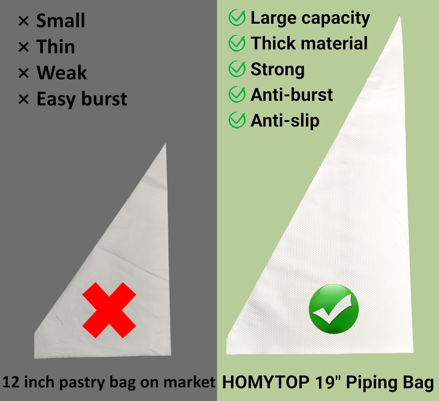 19 Inch Extra Large Piping Bags 200 Pack - Disposable Pastry Bags - Thick Anti-Burst Pastry Icing Frosting Piping Bags For Decorating Cupcakes Cakes Cookies (Large 19 Inch-200 Pack)