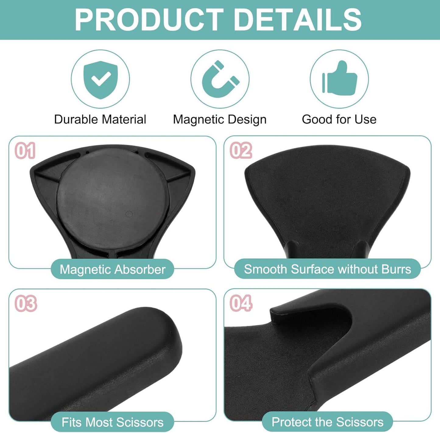 uxcell 2 Pcs Magnetic Scissor Holder, 7.48" x 3.46" Plastic Scissors Cover Durable Waterproof Protector Portable with Round Magnetic Absorber for Kitchen Shears, Black