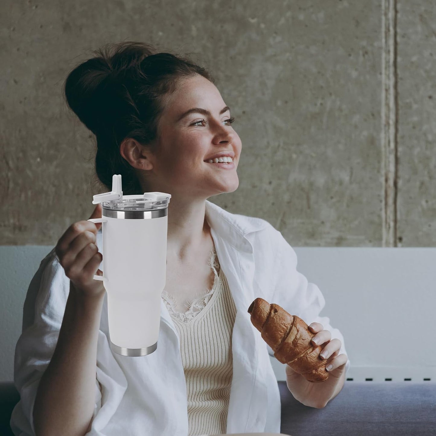 HASLE OUTFITTERS 30oz Tumbler Bulk with Handle, Insulated Travel Coffee Mug Set with Handle Leak-Proof Double Wall Stainless Steel Vacuum Tumblers Pack Metal Cup for Hot and Cold Drink