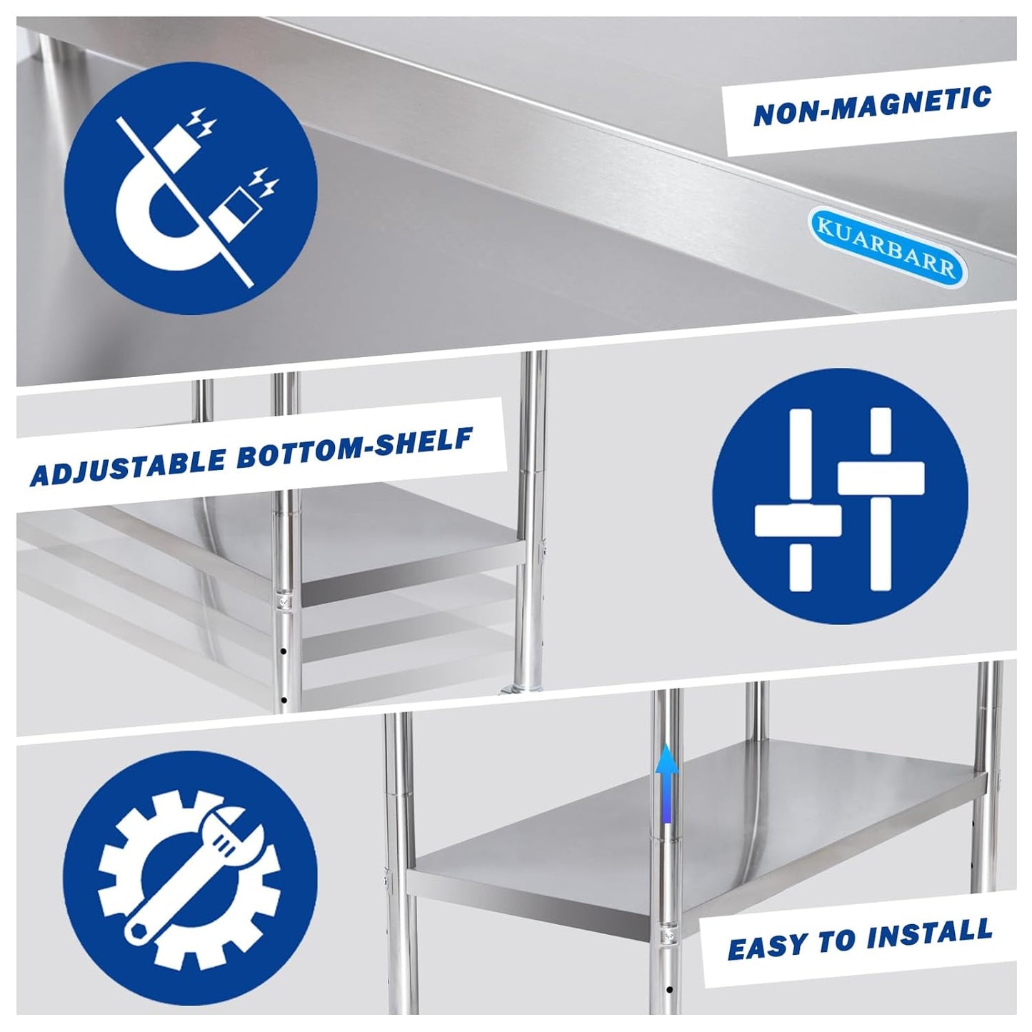 Stainless Steel Table Stainless Steel Prep Table 18 x 24 Inch, NSF Metal Commercial SS Kitchen Prep Worktable for Restaurant Kitchen Garage Warehouse