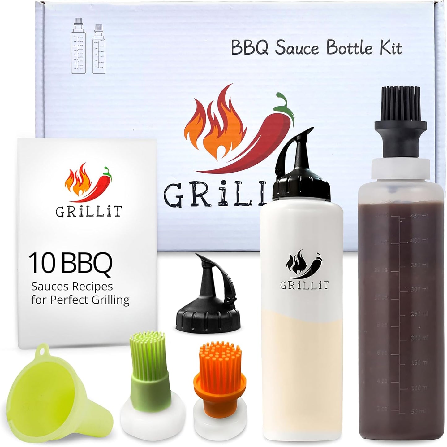 BBQ Brushes for Sauce – Silicone Basting Brush Dispenser for Grilling, Roasting & Baking - BBQ Sauce Bottles for Cooking, Marinades and Oils – Grilling Accessories & Gifts for Men