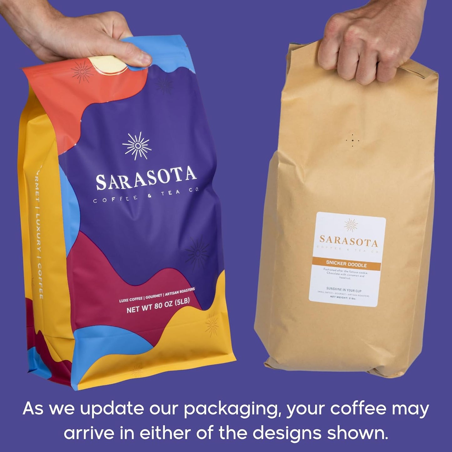 Sarasota Coffee Whole Bean Snickerdoodle Sugar Cookie | Medium Roast Gourmet Flavored Coffee Beans | Low Acid, Mold Free, Specialty Grade Bulk Coffee Beans | 5lb (80 oz)