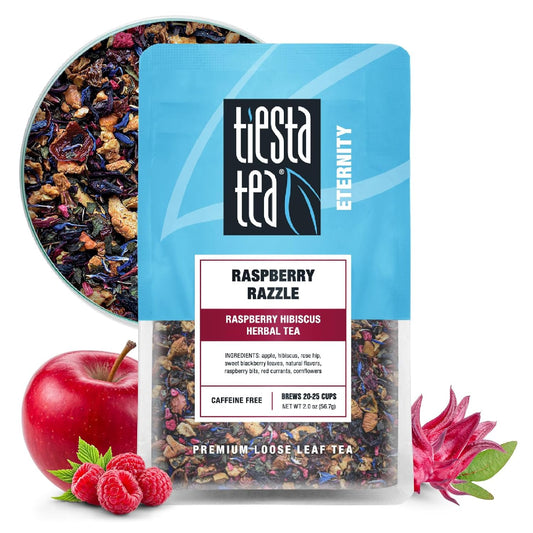 Tiesta Tea - Raspberry Razzle Tea, Loose Leaf, Raspberry Hibiscus Herbal Tea, Premium Caffeine-Free Tea Blend, Make Hot or Iced & Up to 25 Cups, 2 oz Resealable Pouch