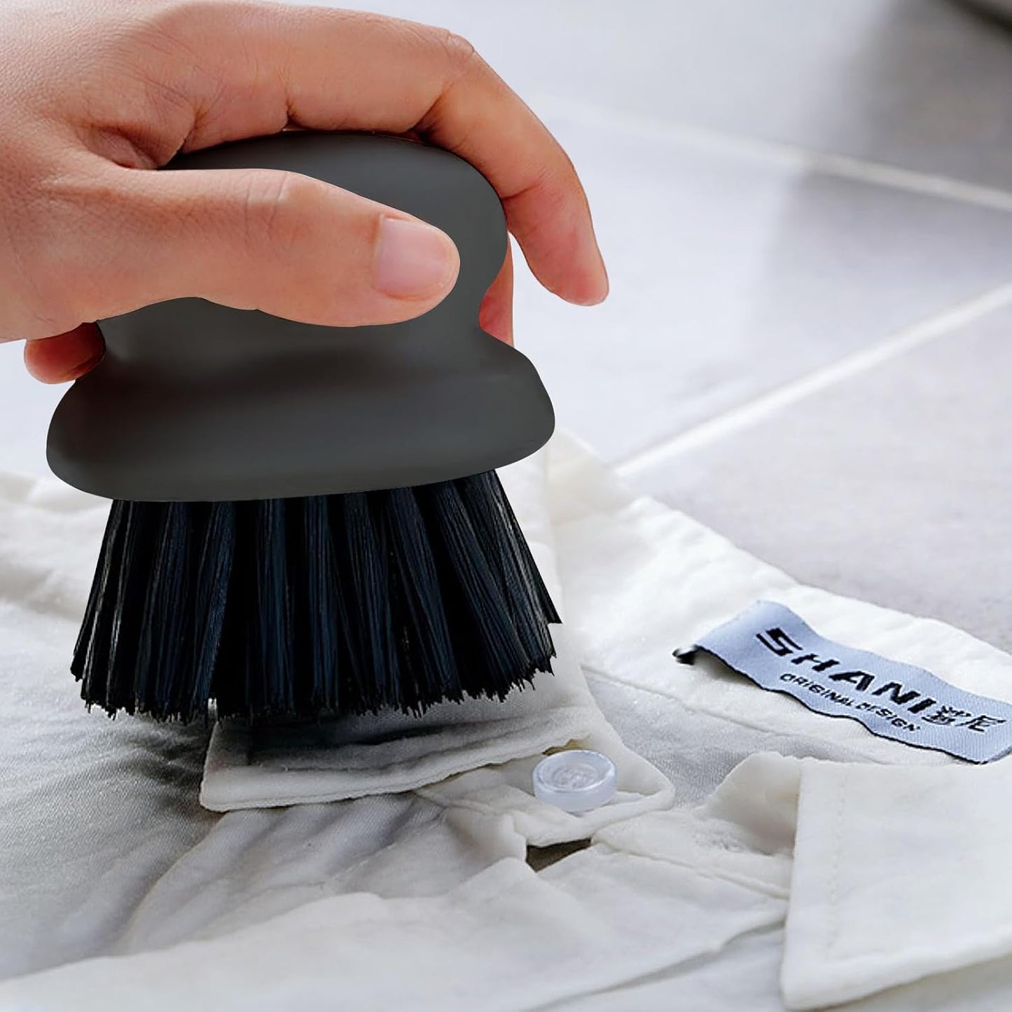 2Pack Dish Scrub Brush, Palm Brush Dish Scrubber with Ergonomic Grip, Kitchen Scrub Brushes for Cleaning for Pans, Pots, Kitchen Sink Cleaning-Black