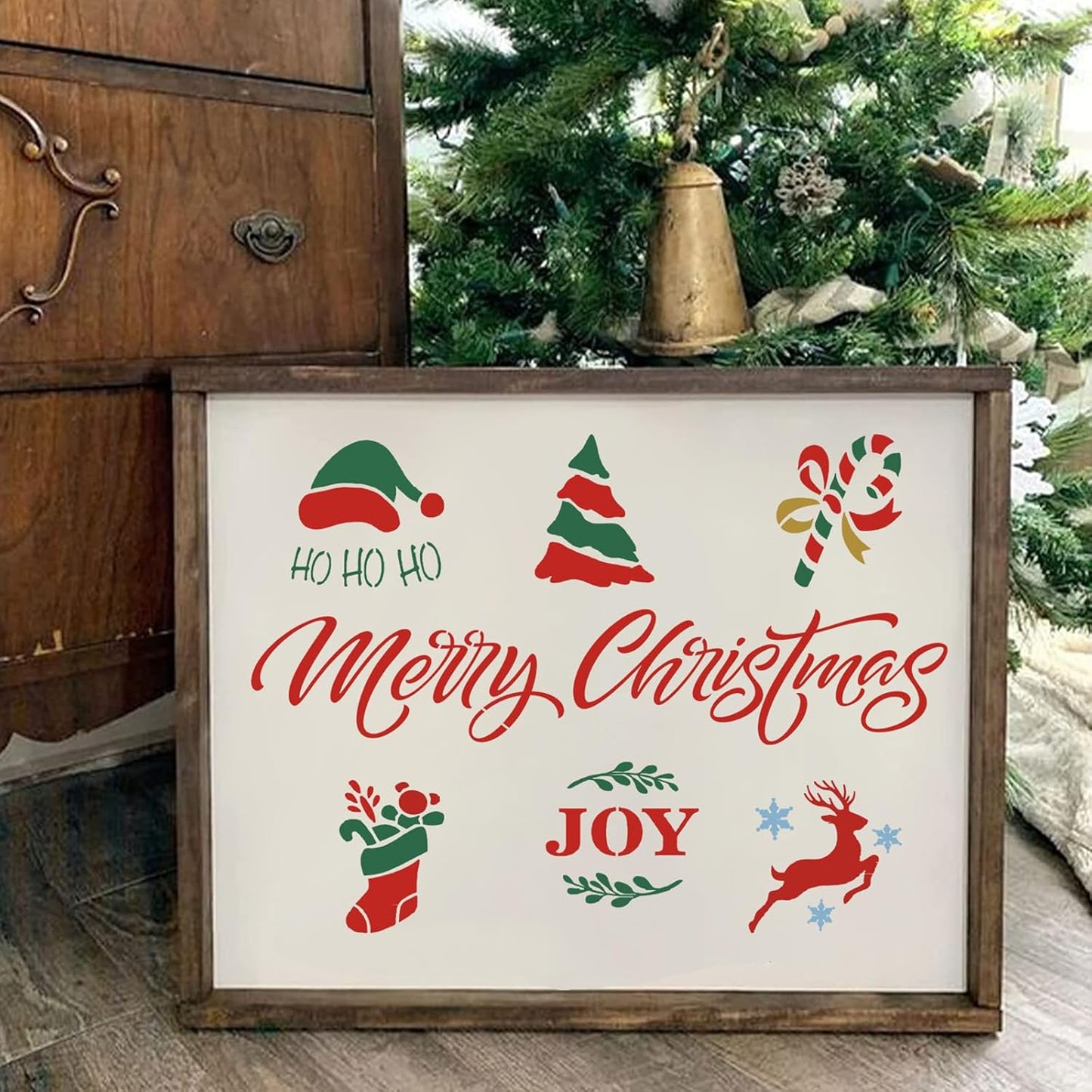 clothmile 21 PCS Merry Christmas Stencils for Painting Christmas Stencils Template Plastic Reusable Stencils for Christmas Decor Fabric Canvas Furniture, Wall, Window, Fabric, Wood DIY Home Decor