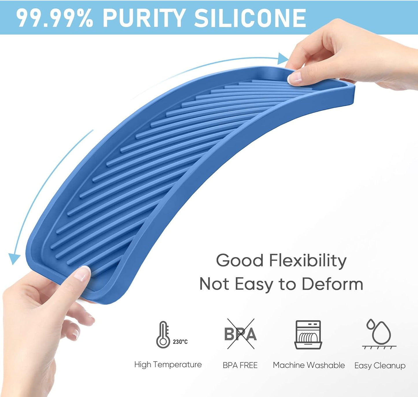 EG-SIPRO Kitchen Sink Organizer Tray,Sponge Holder for Kitchen Sink Bathroom Counter Tray Sponge Caddy Silicone Soap Holder for Soap dispenser, Bottle, Dishwashing Accessories(2-pack)