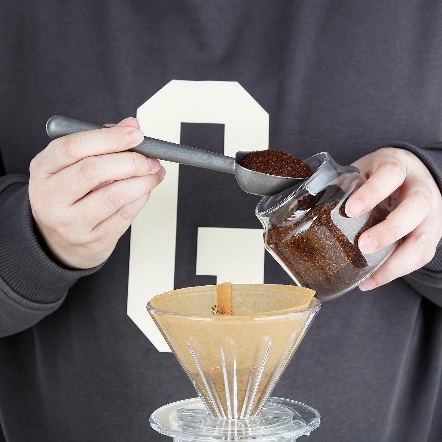 Easyworkz Stainless Steel Long Hollow Handle Coffee Scoop,7g Measuring Spoon for Ground Coffee and Loose Leaf Tea, Vintage