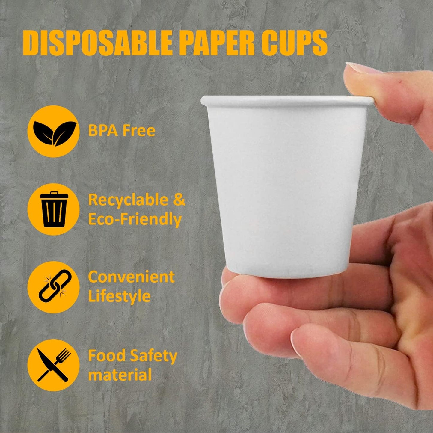 Smygoods White Disposable Paper Coffee Cups with Lids (4 OZ, 100 Count) For Hot Beverages, Tea, Espresso, Cocoa - To Go Drink Containers, Café & Office