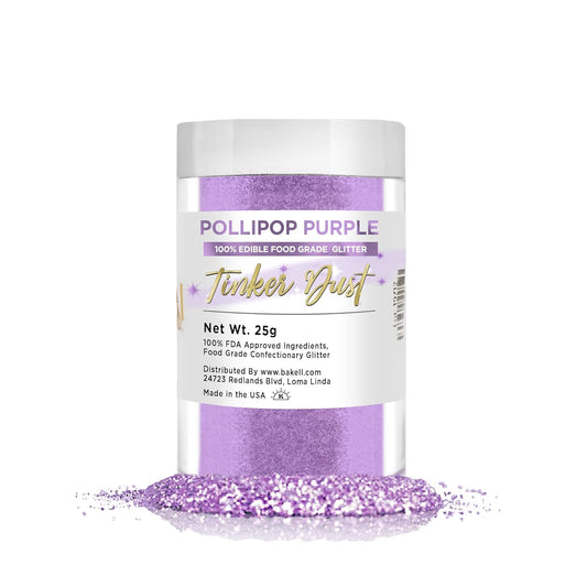 BAKELL Pollipop Purple Edible Glitter, 25 Grams | TINKER DUST Edible Glitter | KOSHER Certified | 100% Edible Glitter | Cakes, Cupcakes, Cake Pops, Drinks, Dessert Vegan Glitter & Dusts (25g, Pollipop Purple)