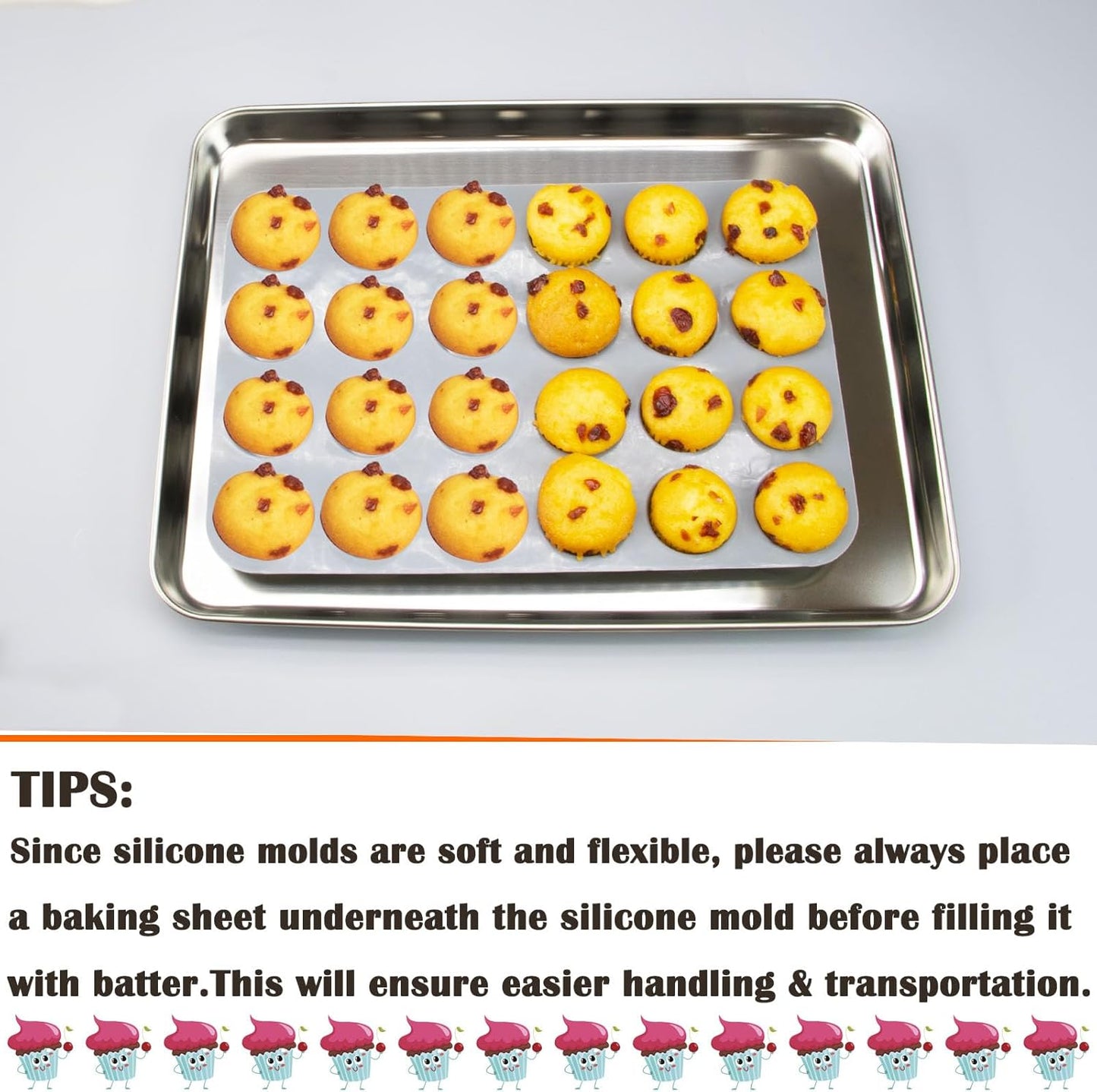 24 Cups Silicone Mini Muffin Pan Set, Nonstick Mini Cupcake Pans, BPA Free Small Muffin Tin for Baking, Set of 2 (Grey+Grey)