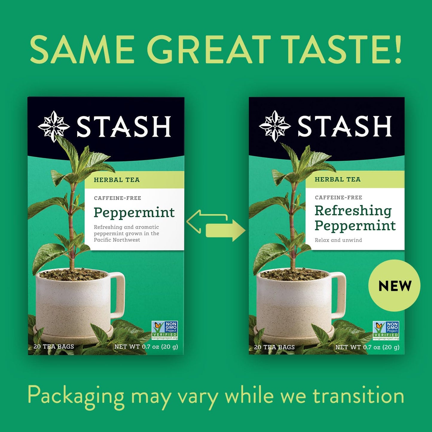 Stash Tea Soothing Herbal Tea 6 Flavor Variety Pack, 6 Boxes With 18-20 Tea Bags Each