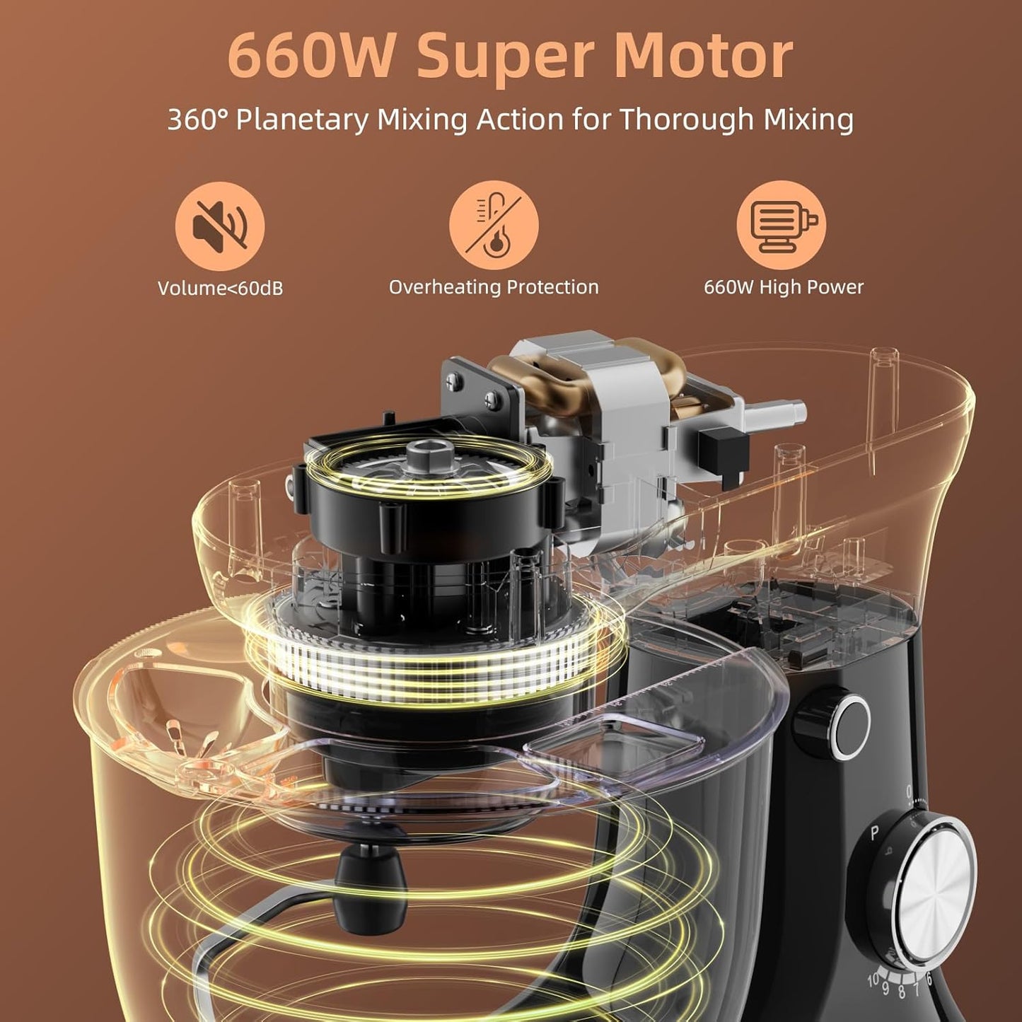 Electric Stand Mixer,660W 10 Speeds Tilt-Head Food Mixer, 3-IN-1 Kitchen Mixer for Daily Cooks with 6.5 QT Bowl,Dough Hook, Beater, Whisk (Morandi Green)