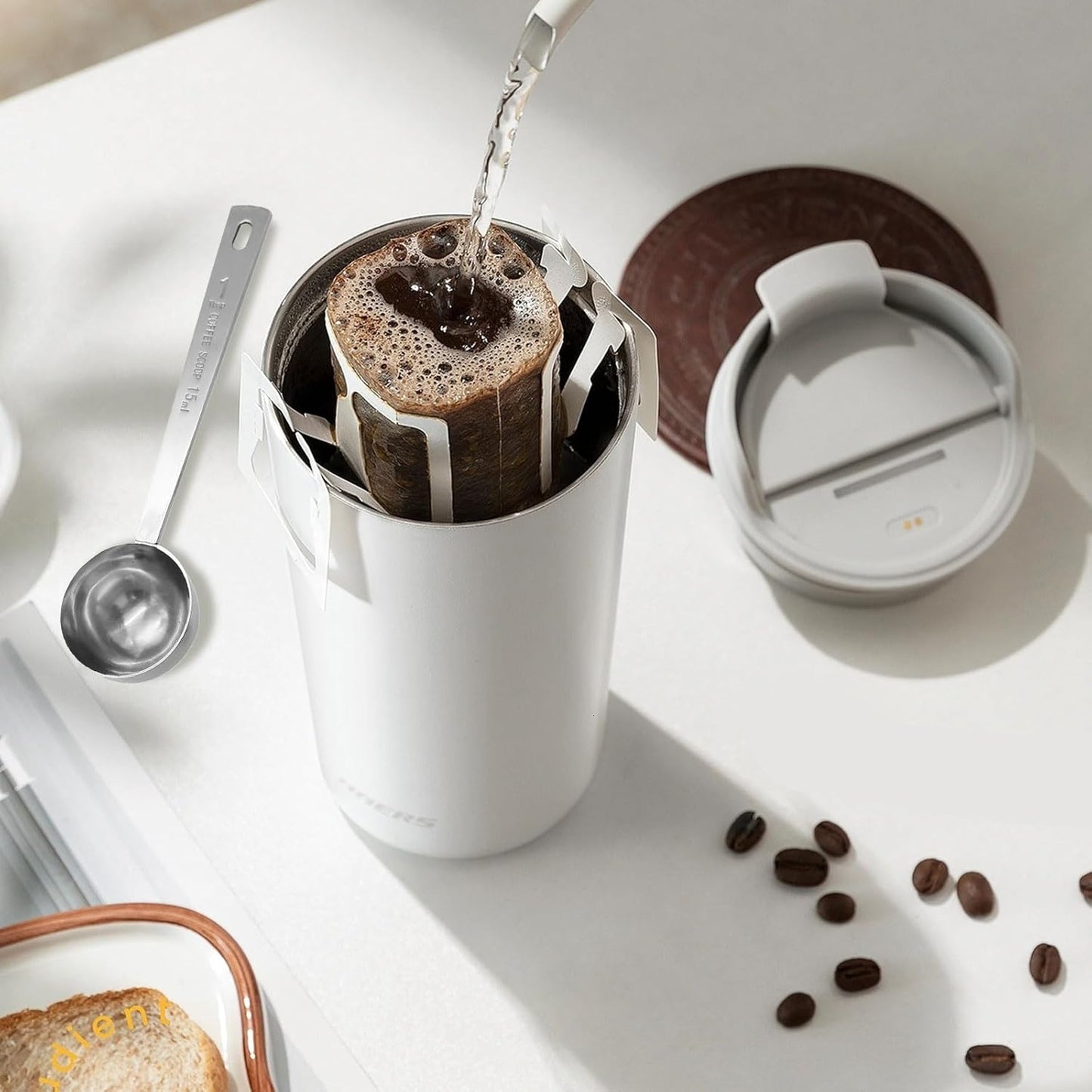 Timoo Coffee Measuring Scoop 1 Tablespoon long handle Stainless Steel spoon for Coffee, Milk Powder, Fruit Powder, Set of 5